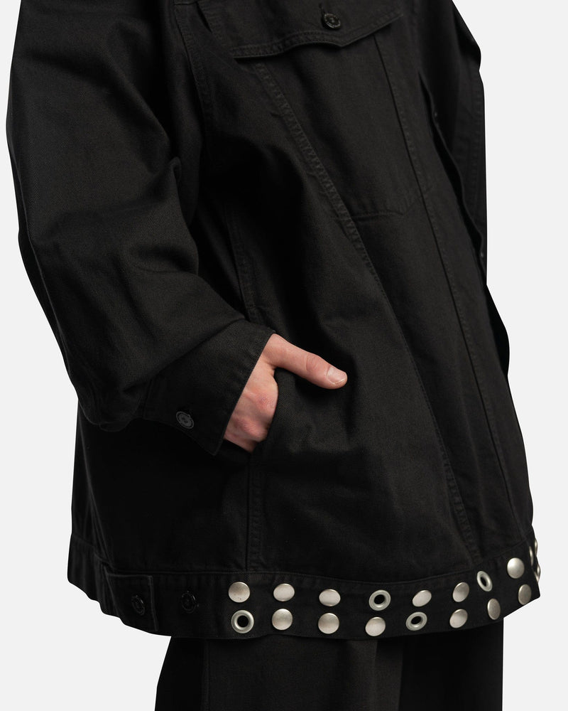 Raf Simons Men's Shirts Leather Fringes and Studs Big Fit Jacket in Black