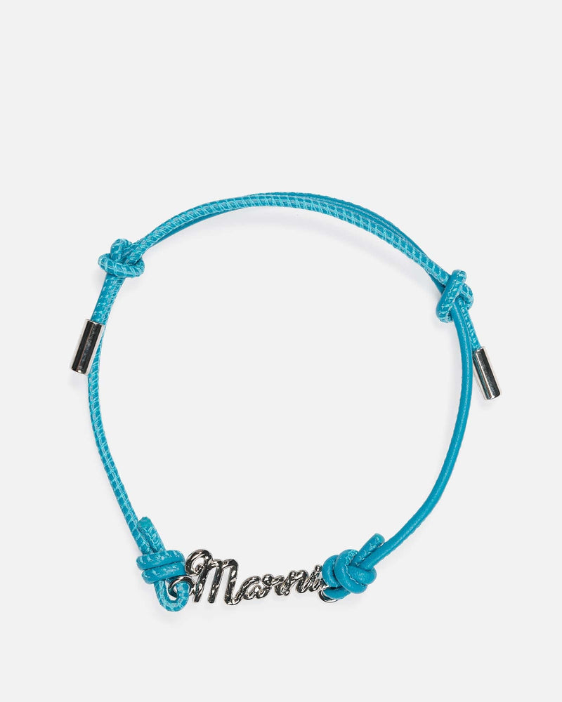 Marni Leather Goods Leather Logo Bracelet in Turquoise