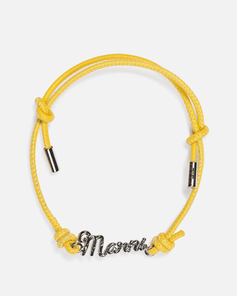 Marni Leather Goods Leather Logo Bracelet in Yellow