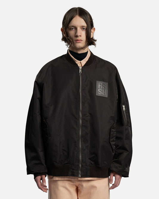 Raf Simons Men's Jackets Leather Patch Classic Bomber in Dark Brown