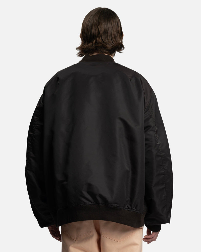 Raf Simons Men's Jackets Leather Patch Classic Bomber in Dark Brown