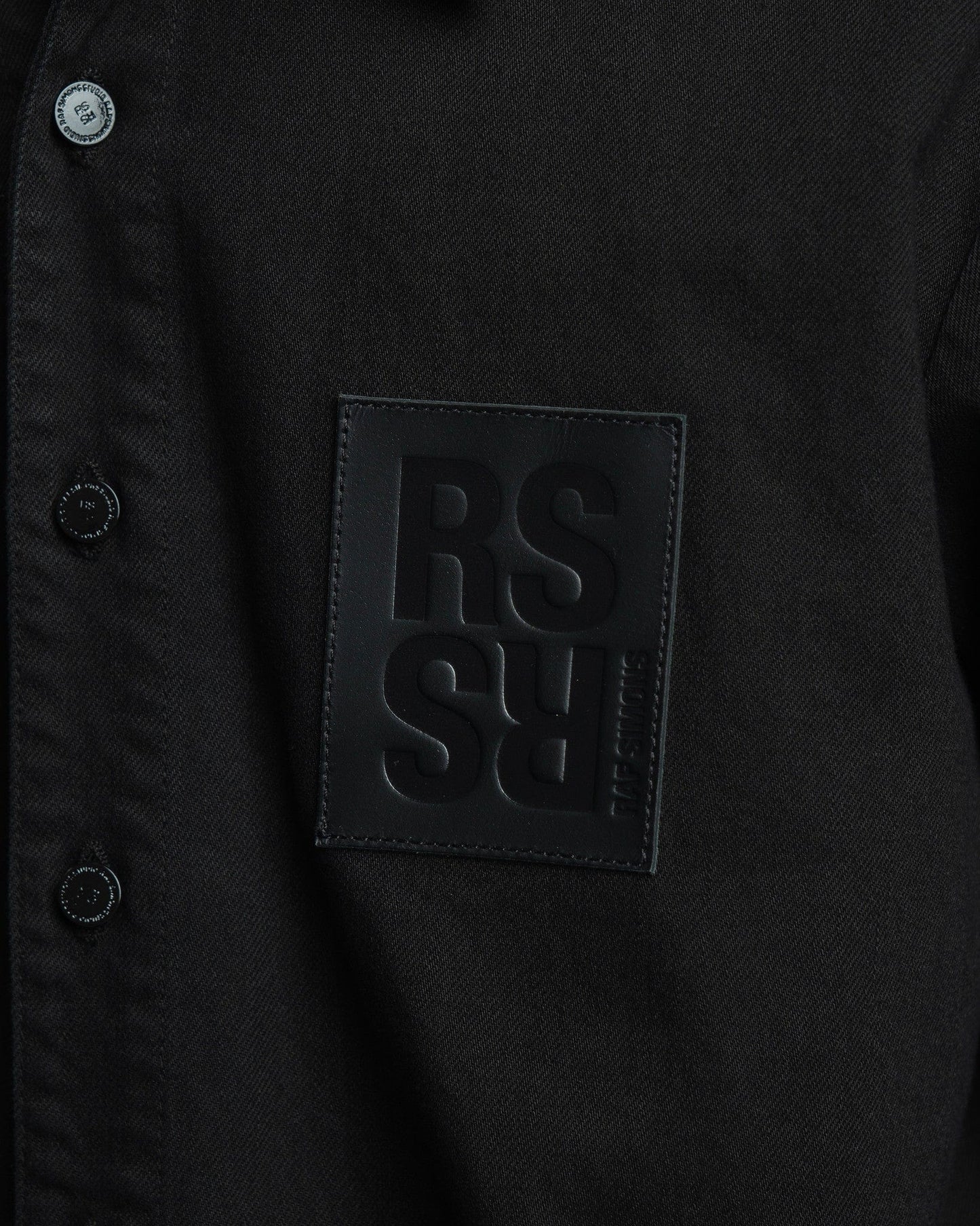 Raf Simons Men's Shirts Leather Patch Straight Fit Denim Shirt in Black