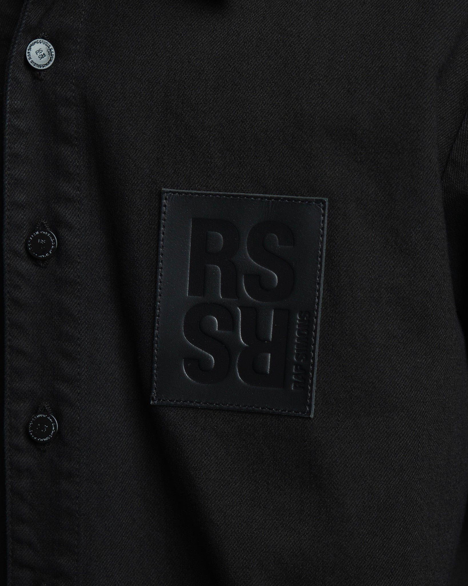 Raf Simons Men's Shirts Leather Patch Straight Fit Denim Shirt in Black