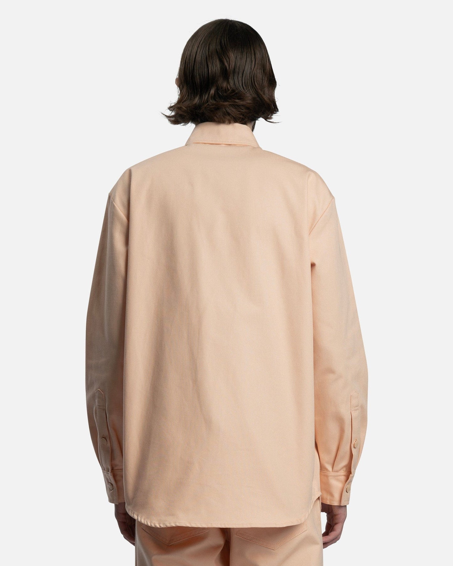 Raf Simons Men's Shirts Leather Patch Straight Fit Denim Shirt in Salmon