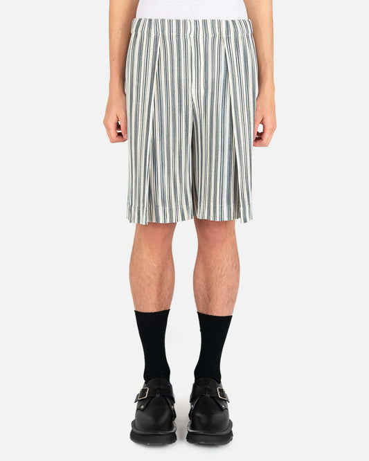 Homme Plissé Issey Miyake Men's Shorts Leno Stripe Shorts in Ivory