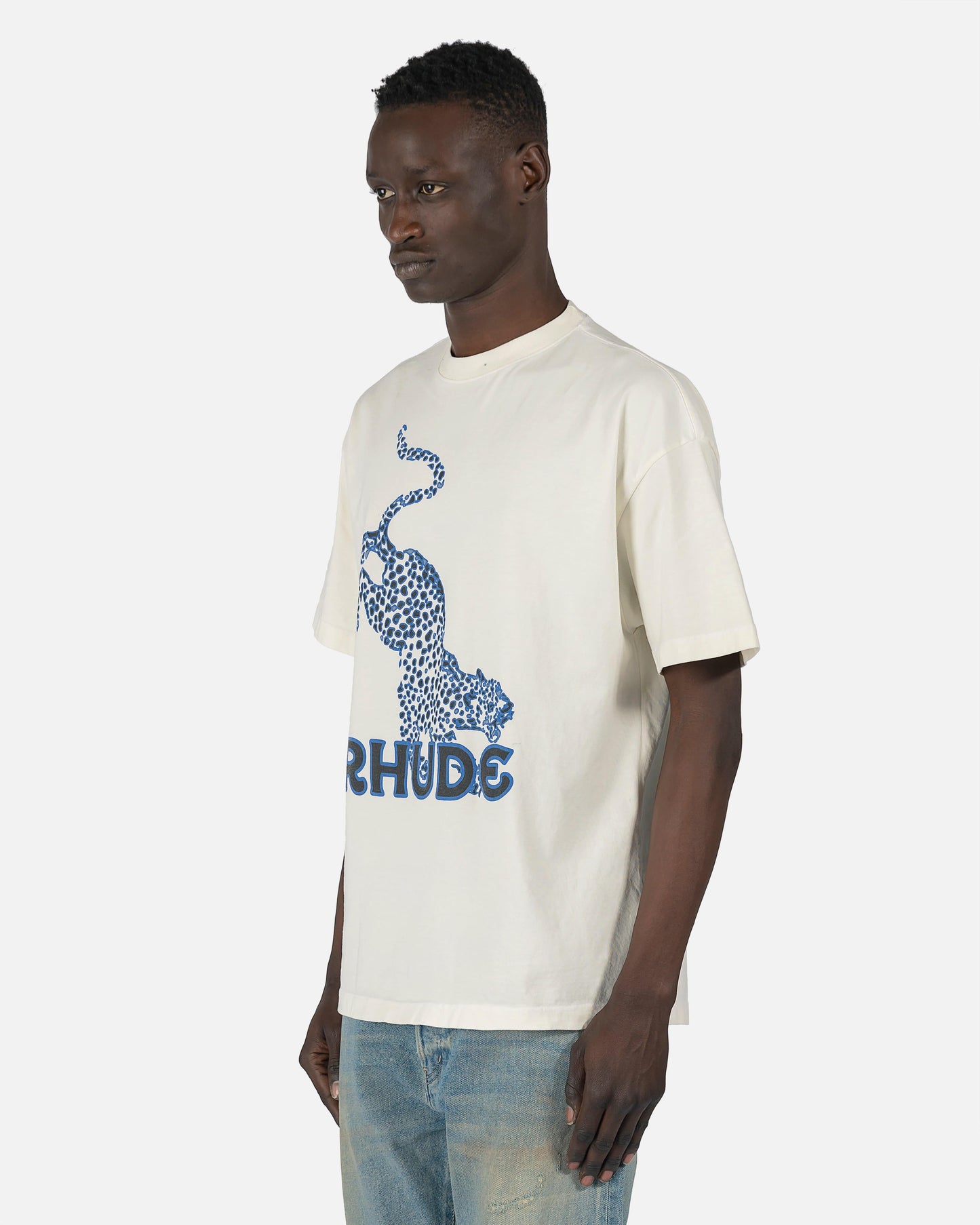 Rhude Men's T-Shirts Lepord T-Shirt in Vintage White