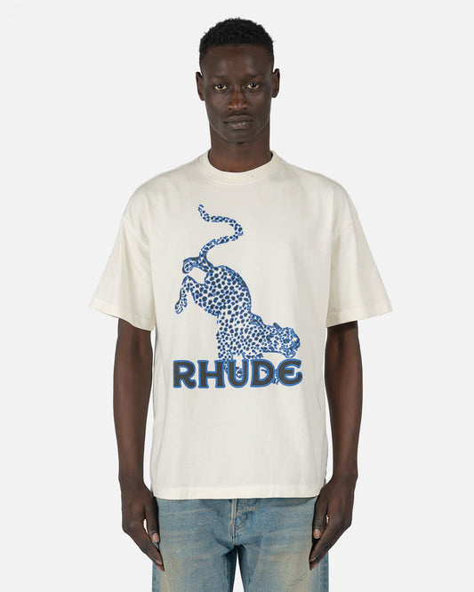 Rhude Men's T-Shirts Lepord T-Shirt in Vintage White