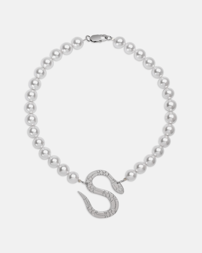 MISBHV Jewelry Lilith Pearl Snake Choker in White