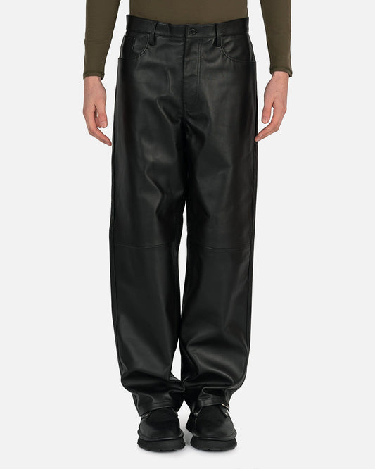 Dries Van Noten Men's Pants Line Leather Pants in Black