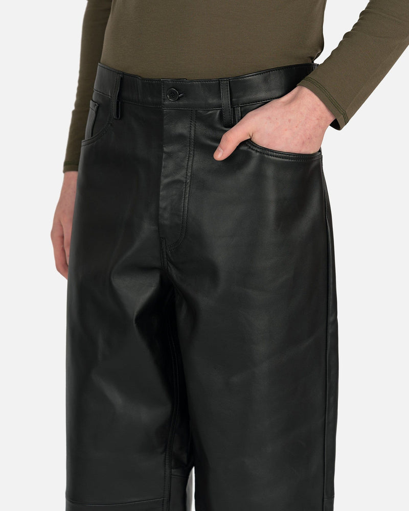 Dries Van Noten Men's Pants Line Leather Pants in Black