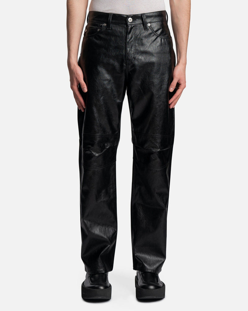 Our Legacy Women Pants Linear Moto Cut in Cain Black Fake Leather