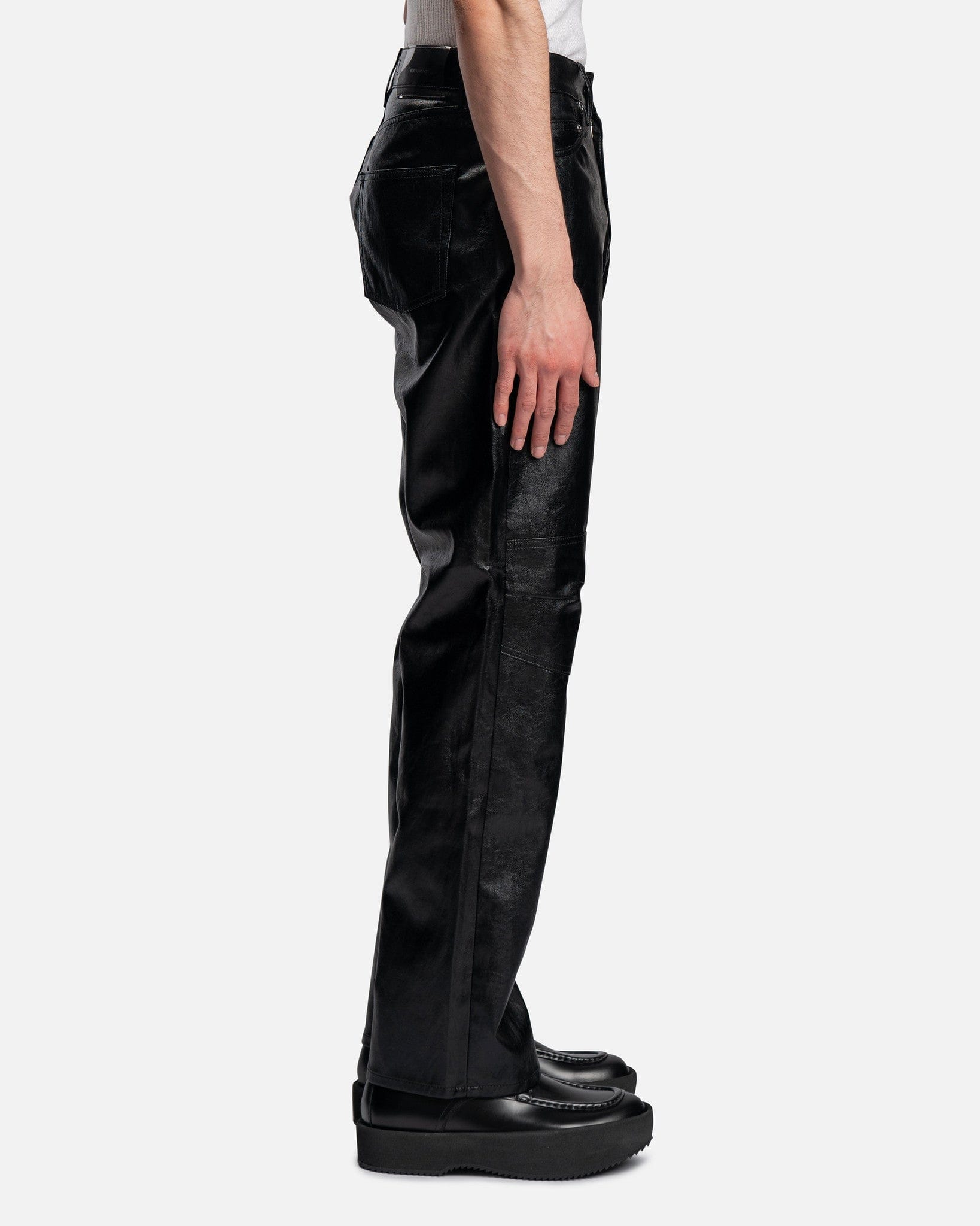 Our Legacy Women Pants Linear Moto Cut in Cain Black Fake Leather