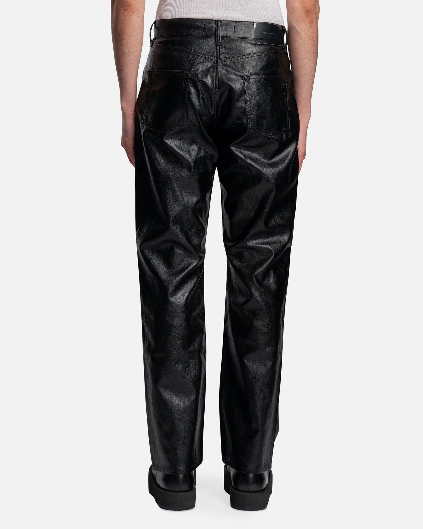 Our Legacy Women Pants Linear Moto Cut in Cain Black Fake Leather