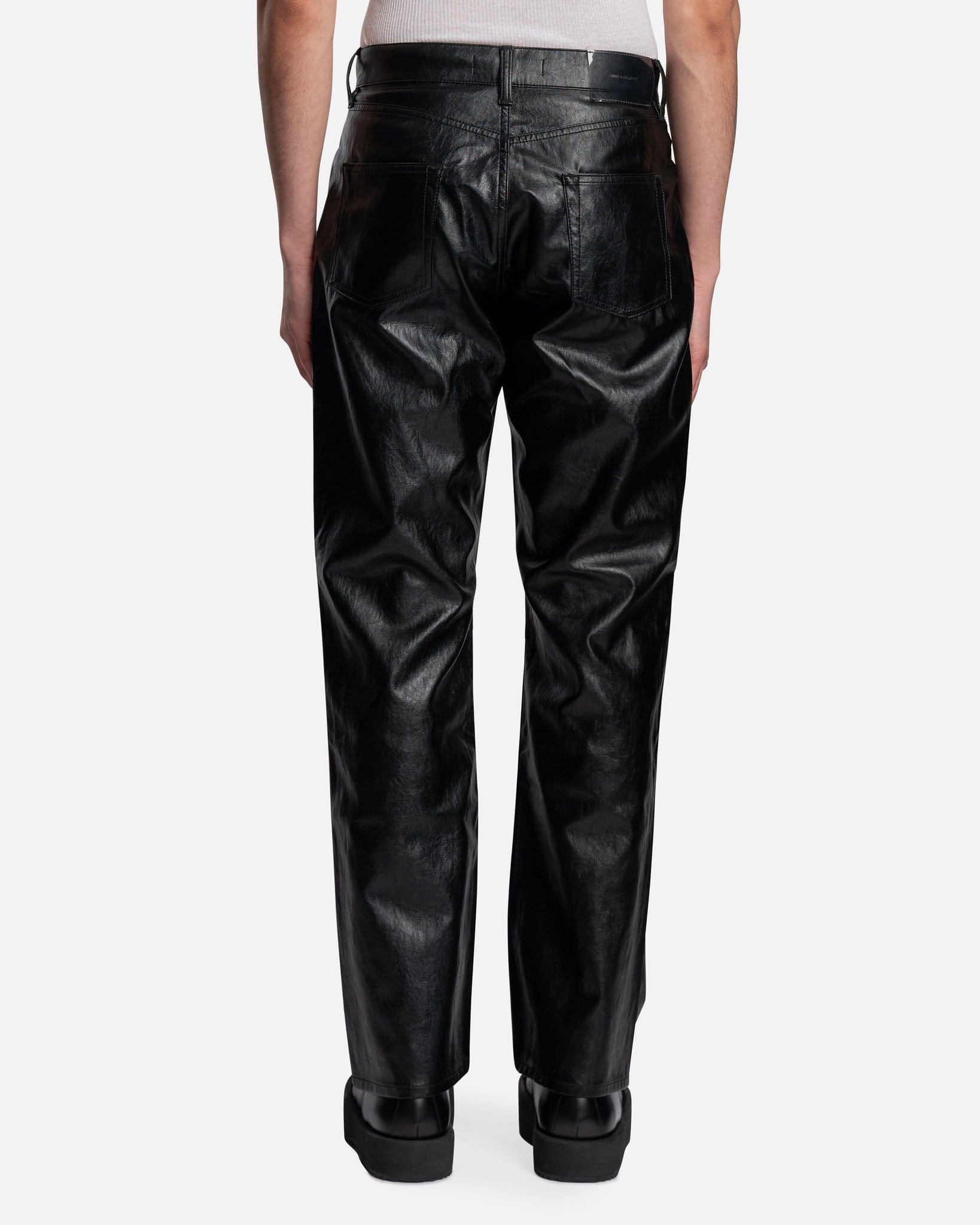 Our Legacy Women Pants Linear Moto Cut in Cain Black Fake Leather