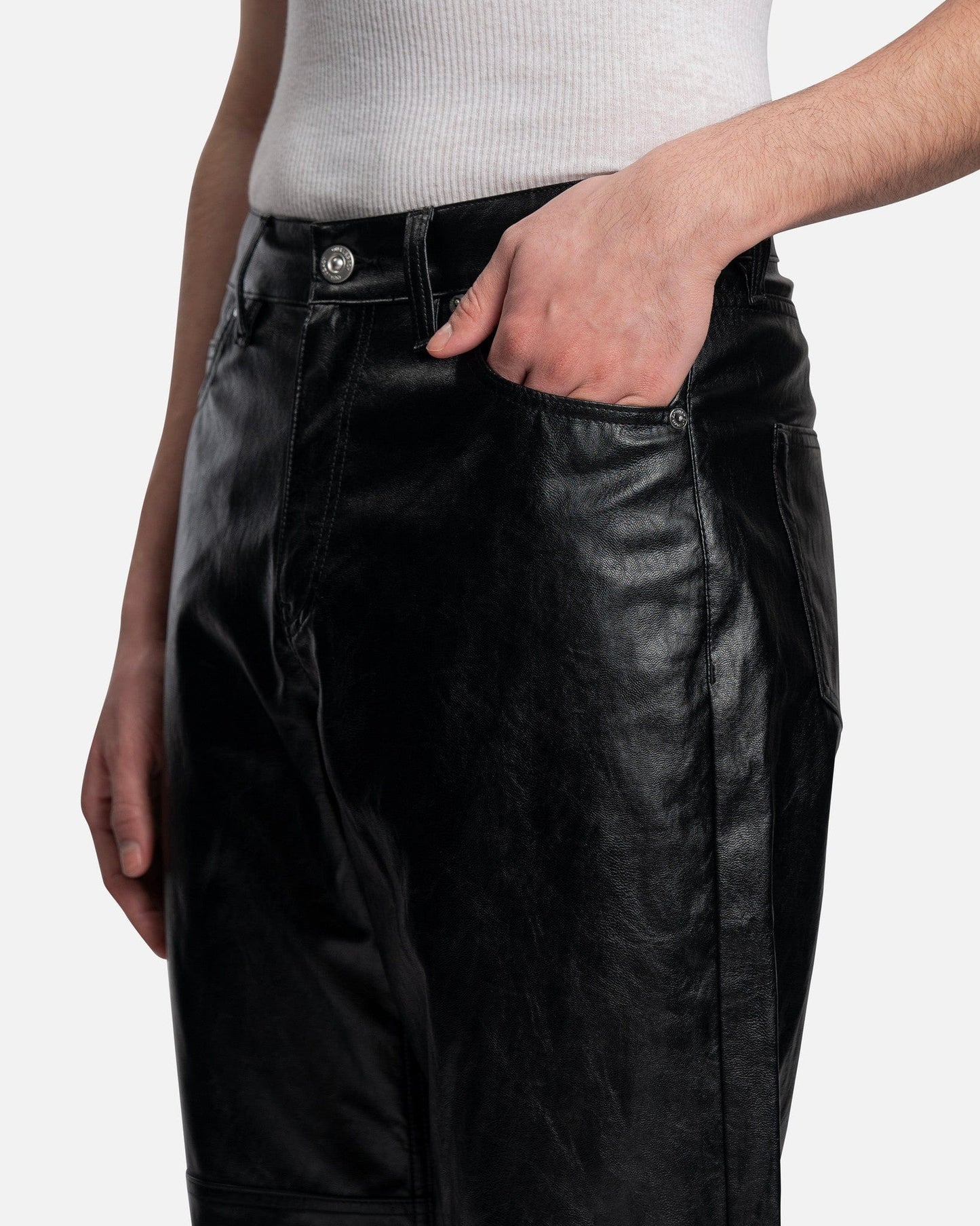 Our Legacy Women Pants Linear Moto Cut in Cain Black Fake Leather