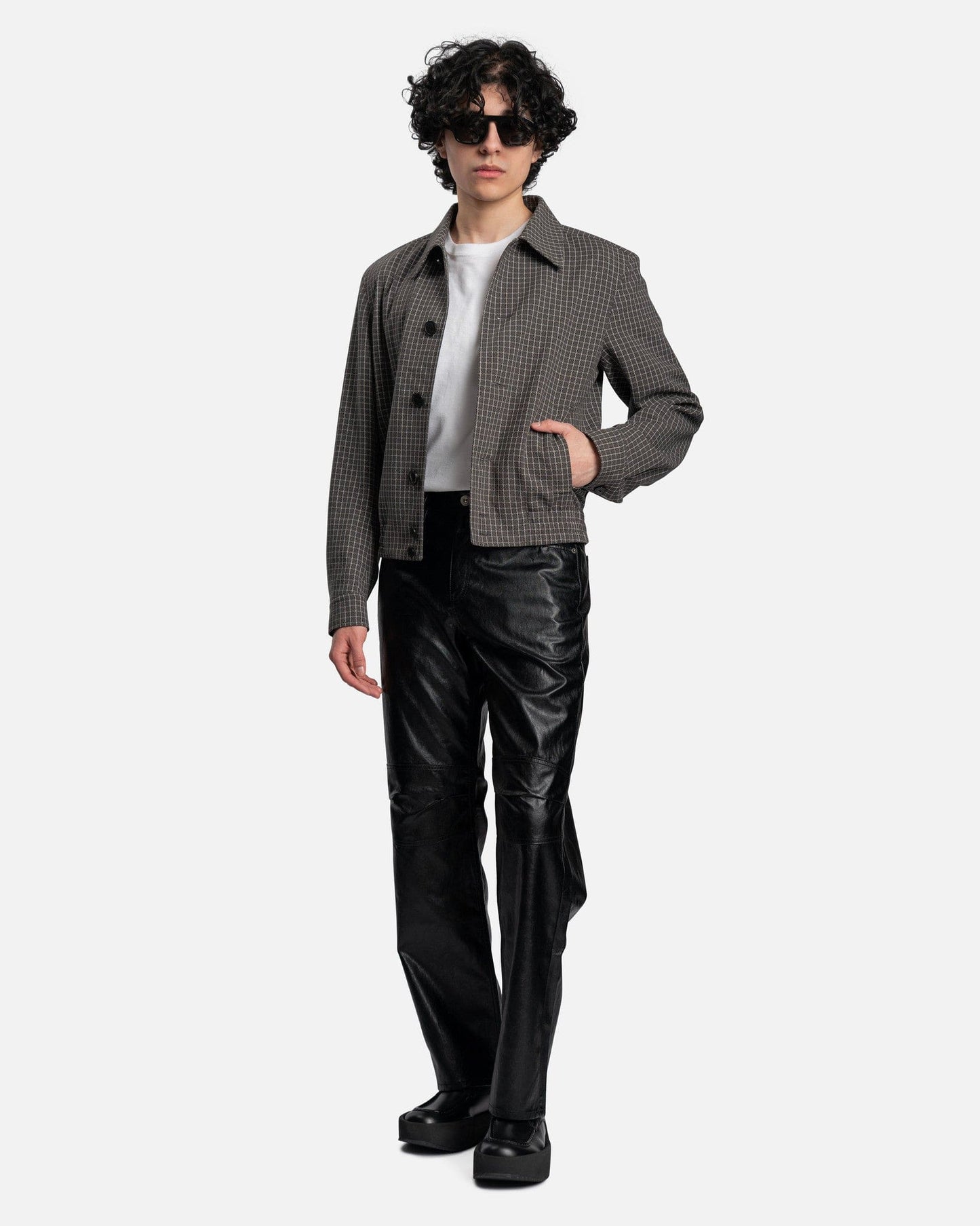 Our Legacy Women Pants Linear Moto Cut in Cain Black Fake Leather