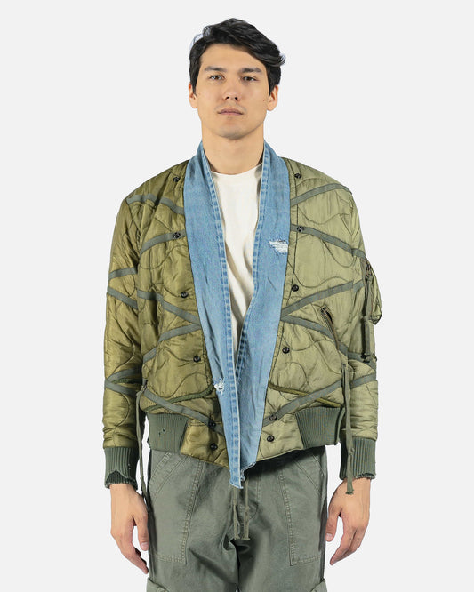 Greg Lauren Men's Jackets Liner Crisscross GL1 in Olive