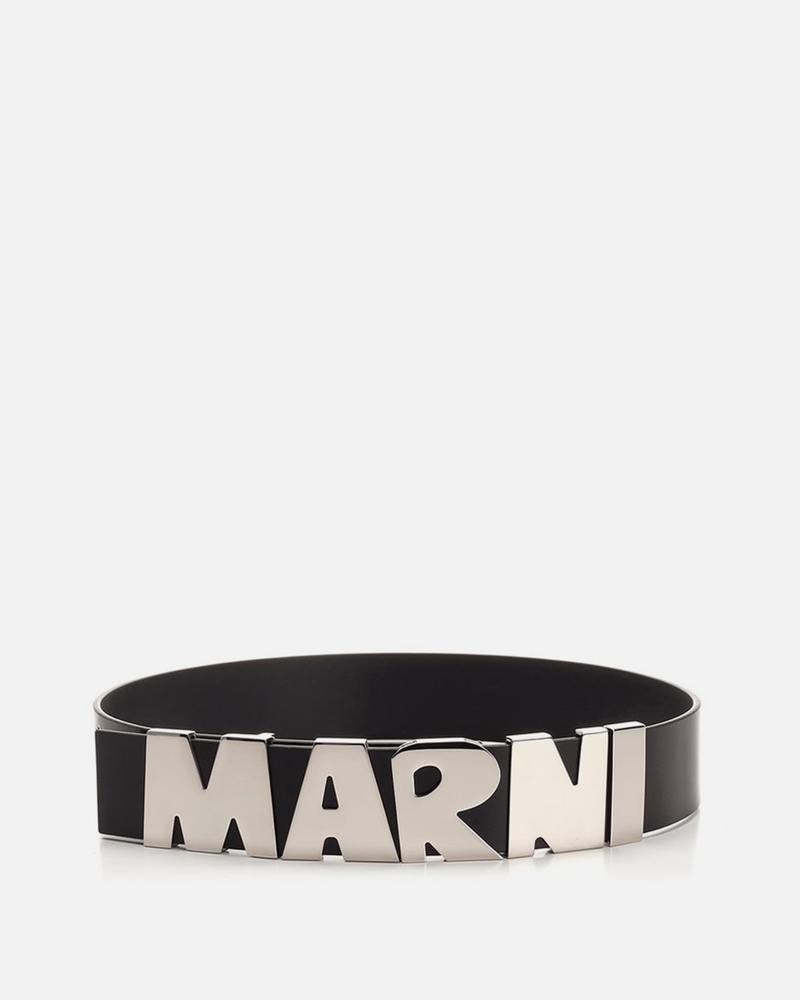 Marni Leather Goods Logo Belt in Black