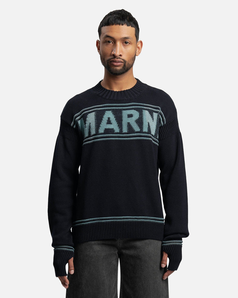Marni Men's Sweater Logo Cotton Sweater in Eclipse