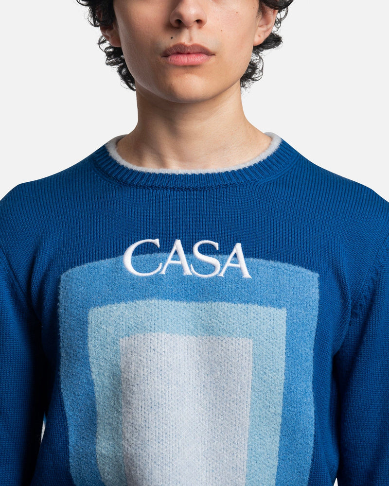 Casablanca mens sweater Logo Degrade Intarsia Jumper in Navy