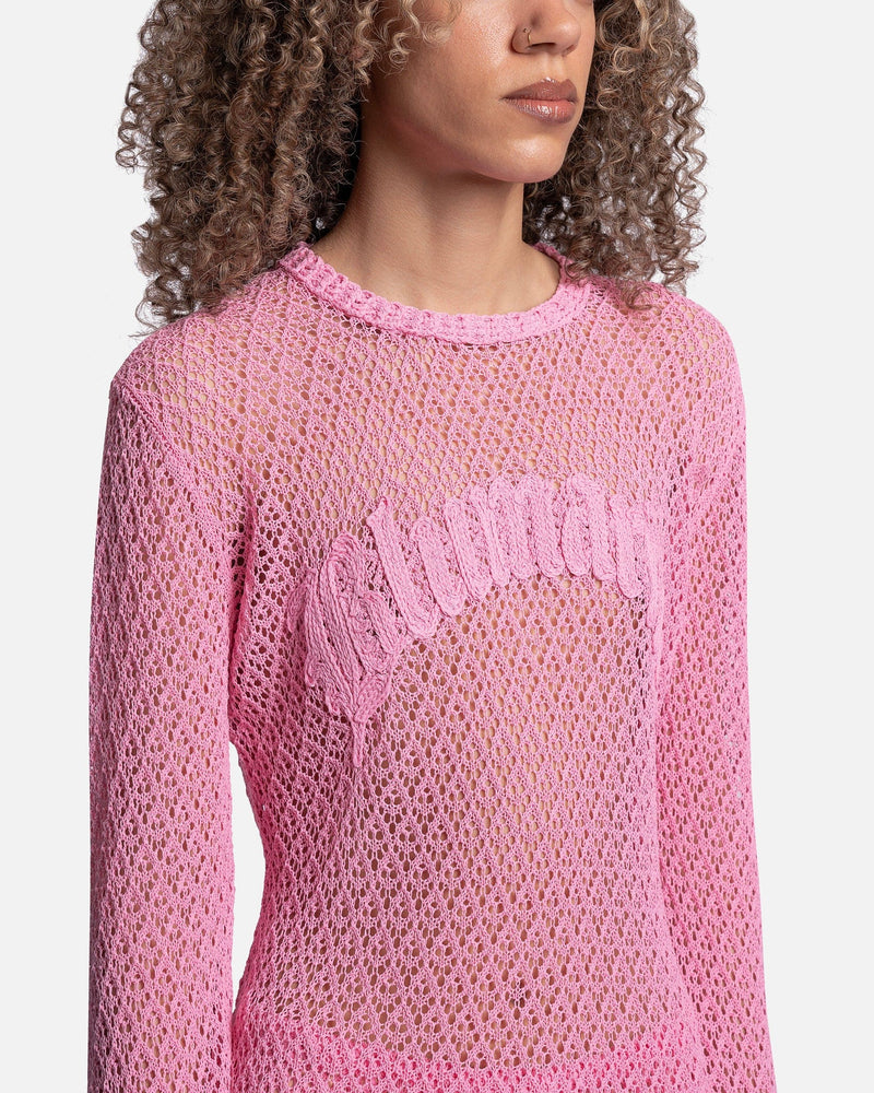 Blumarine Women Tops Logo Embroidered Crochet Top in Bubblegum