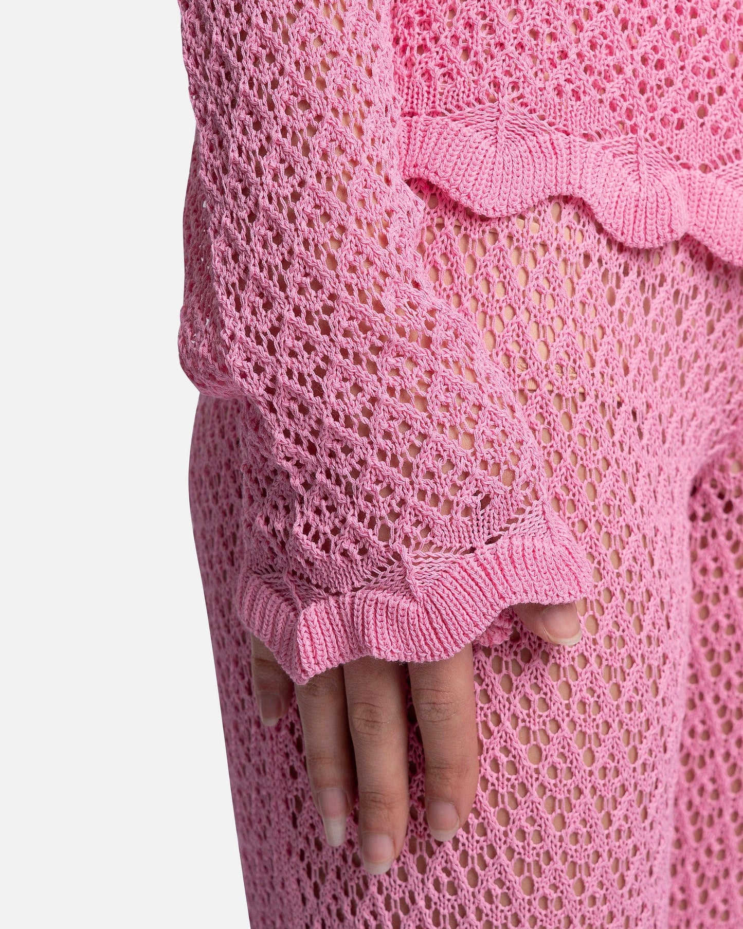 Blumarine Women Tops Logo Embroidered Crochet Top in Bubblegum