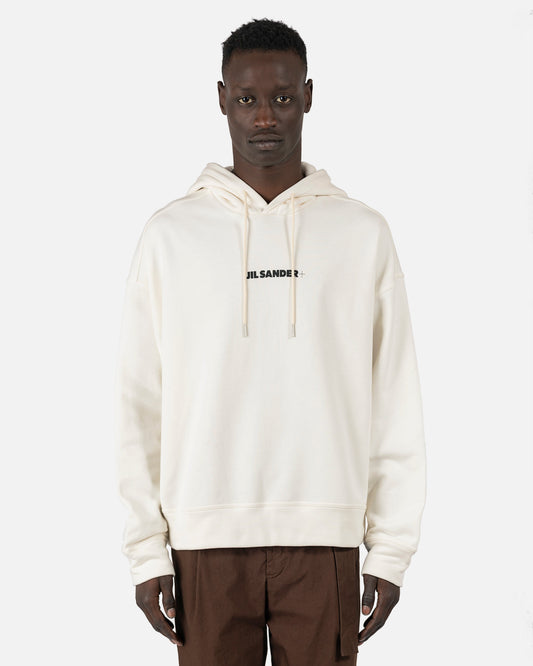 Jil Sander Men's Sweatshirts Logo Hoodie in Natural