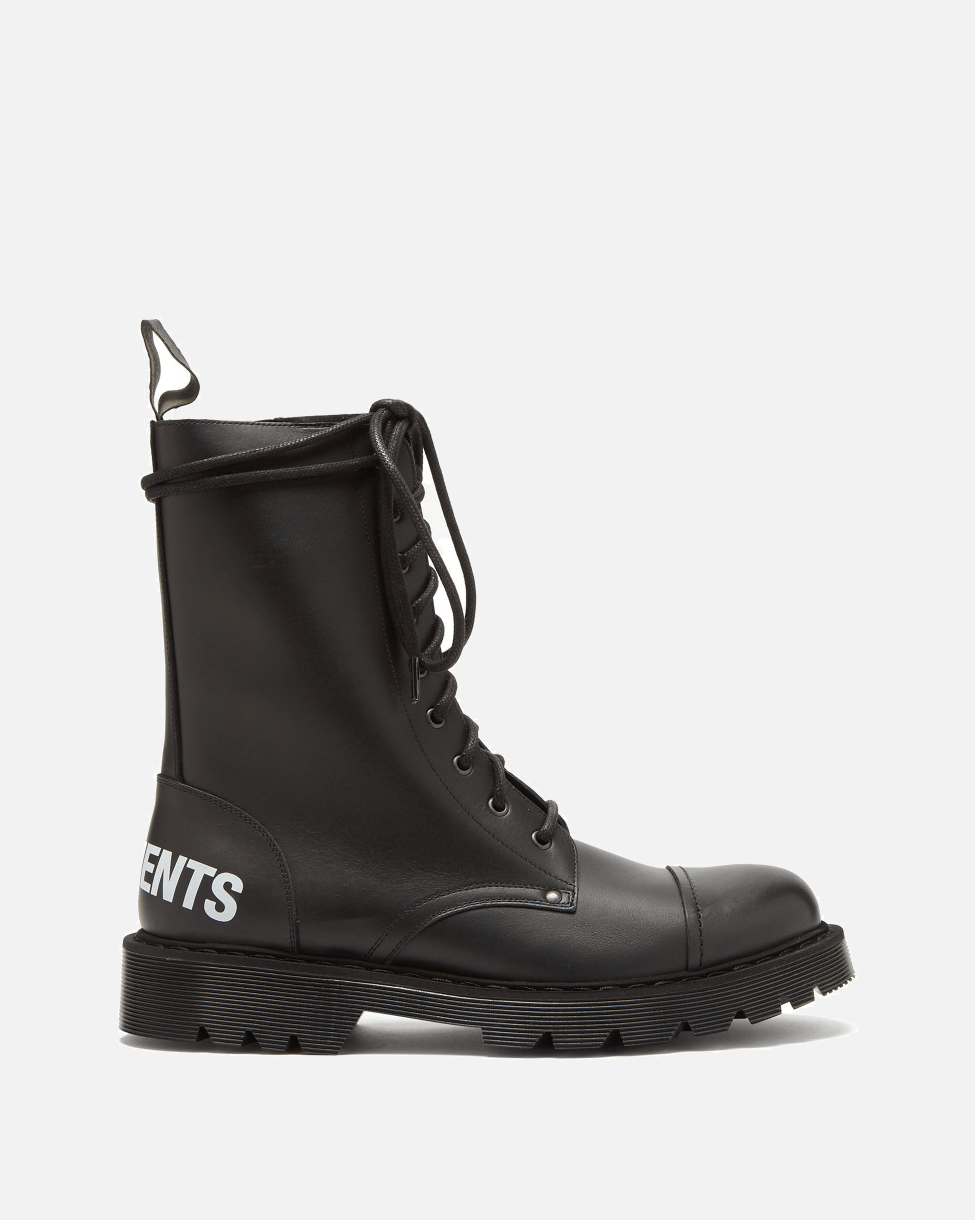 VETEMENTS Men's Boots Logo-Print Leather Boots in Black