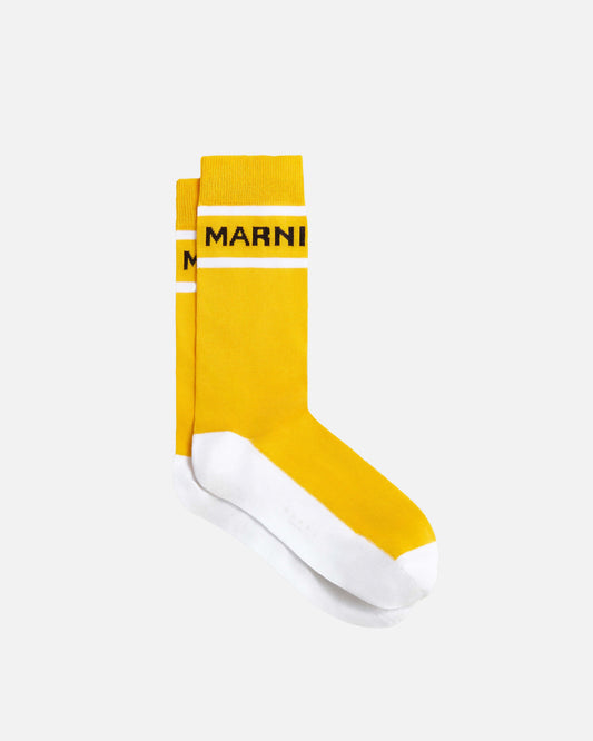 Marni Men's Socks Logo Stripe Sock in Maize