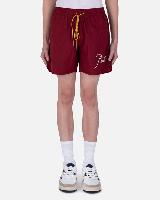 Rhude Men's Shorts Logo Swim Short in Bordeaux