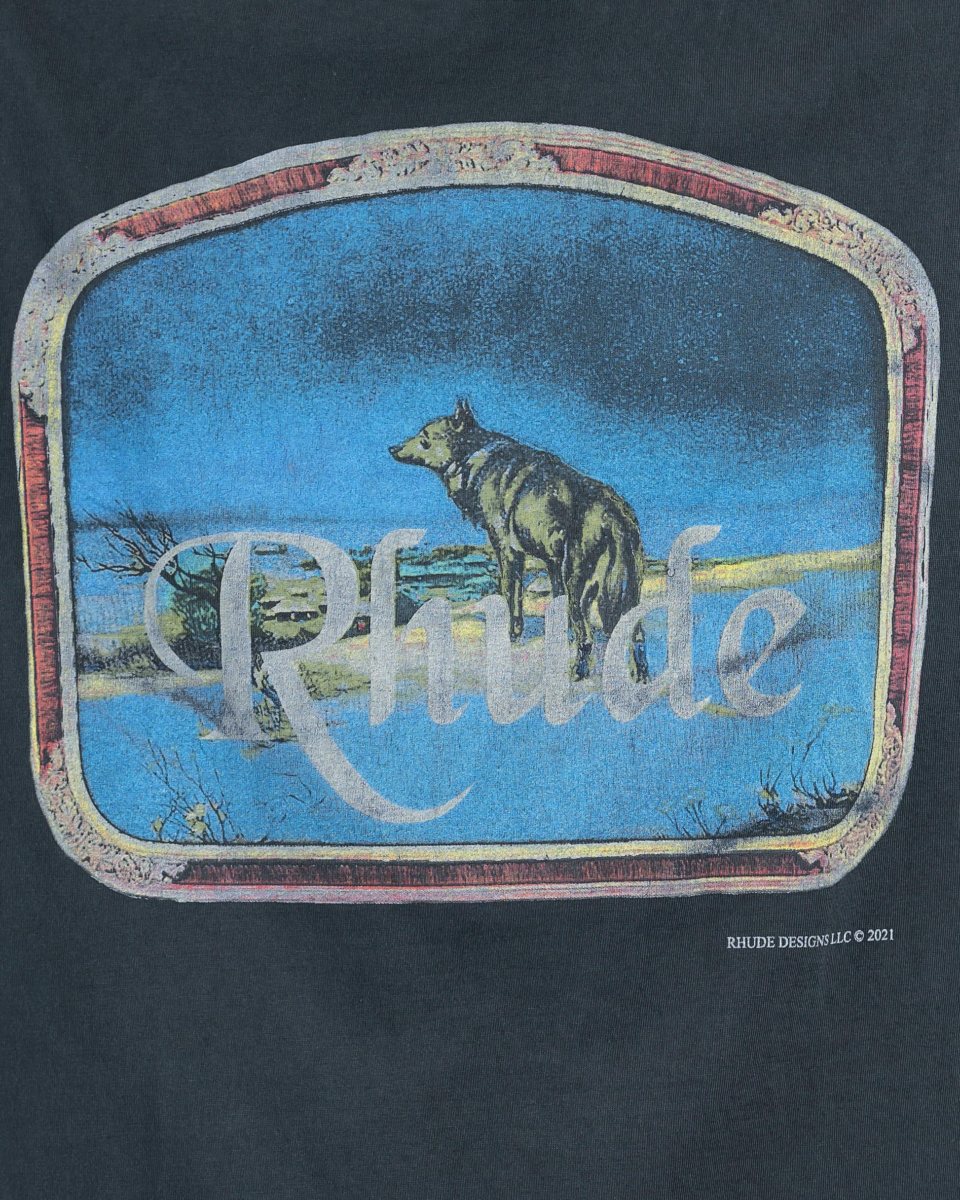 Rhude Men's T-Shirts Lone Wolf Tee in Black
