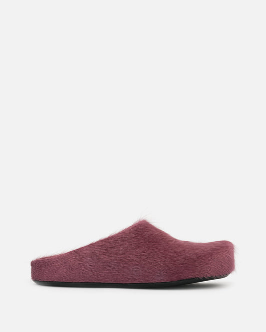 Marni Men's Shoes Long Calf-Hair Sabot in Prune Violet