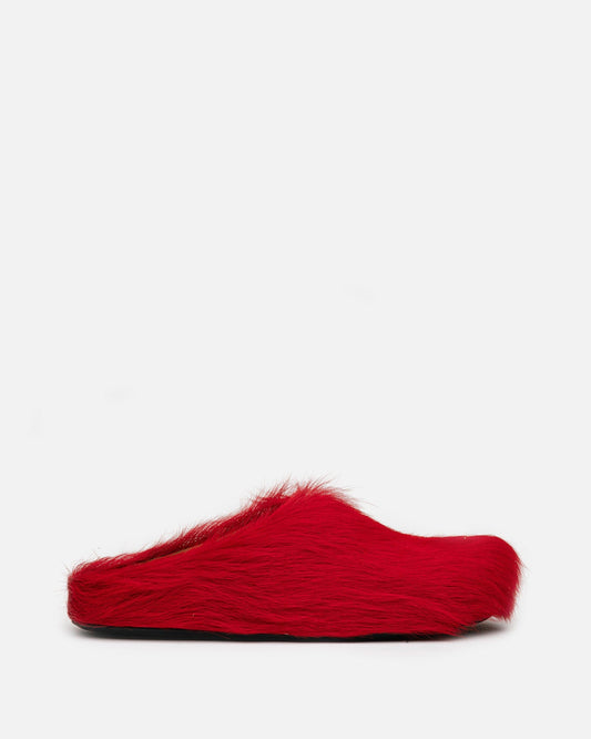 Marni Men's Shoes Long Calf-Hair Sabot in Red