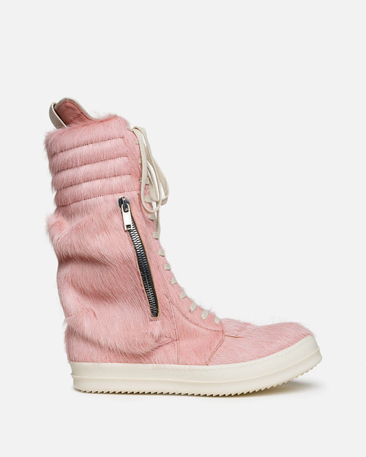 Rick Owens Men's Sneakers Long Hair Cargobasket in Dirty Pink/Milk