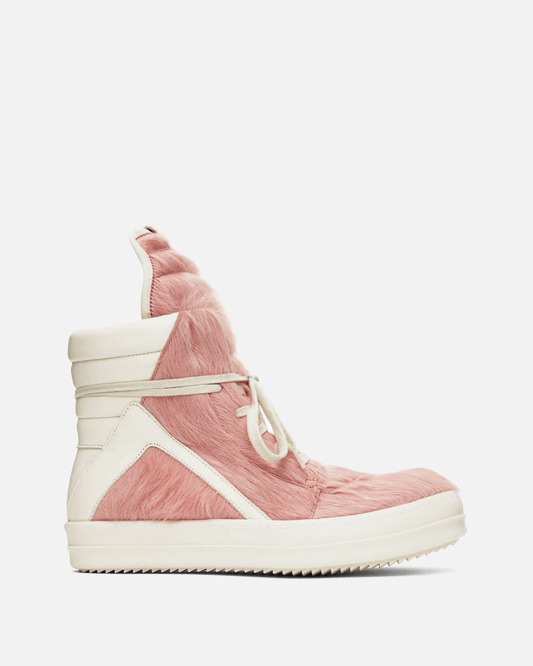 Rick Owens Men's Sneakers Long Hair Geobasket in Dirty Pink