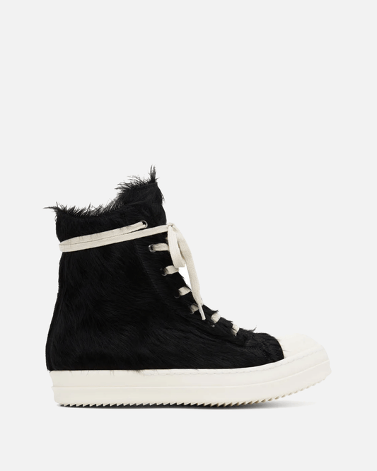 Rick Owens Men's Sneakers Long Hair Ramones in Black/Milk