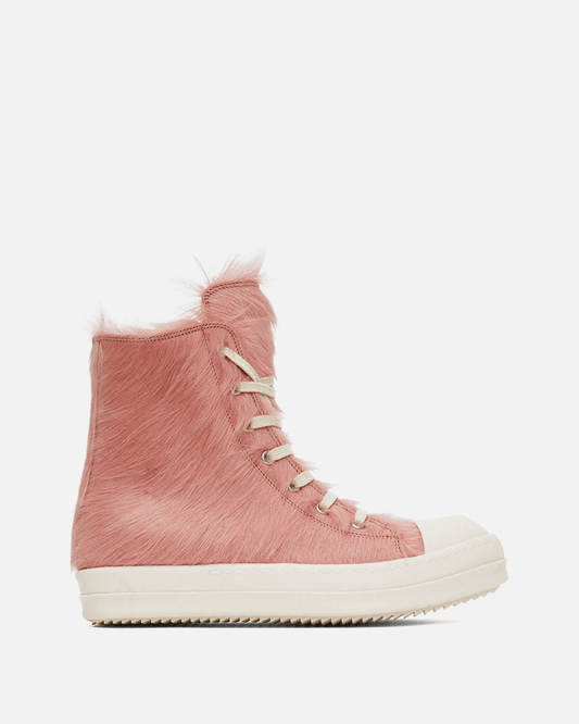 Rick Owens Men's Sneakers Long Hair Ramones in Dirty Pink/Milk