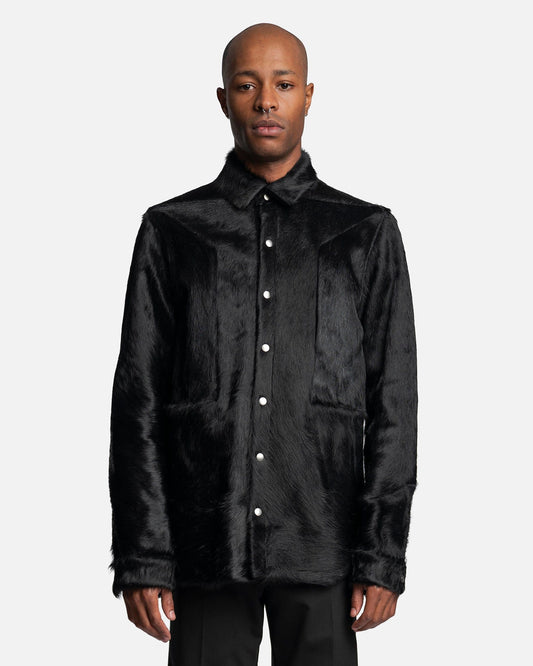 Rick Owens Men's Jackets Long Hair Strobe Outershirt in Black