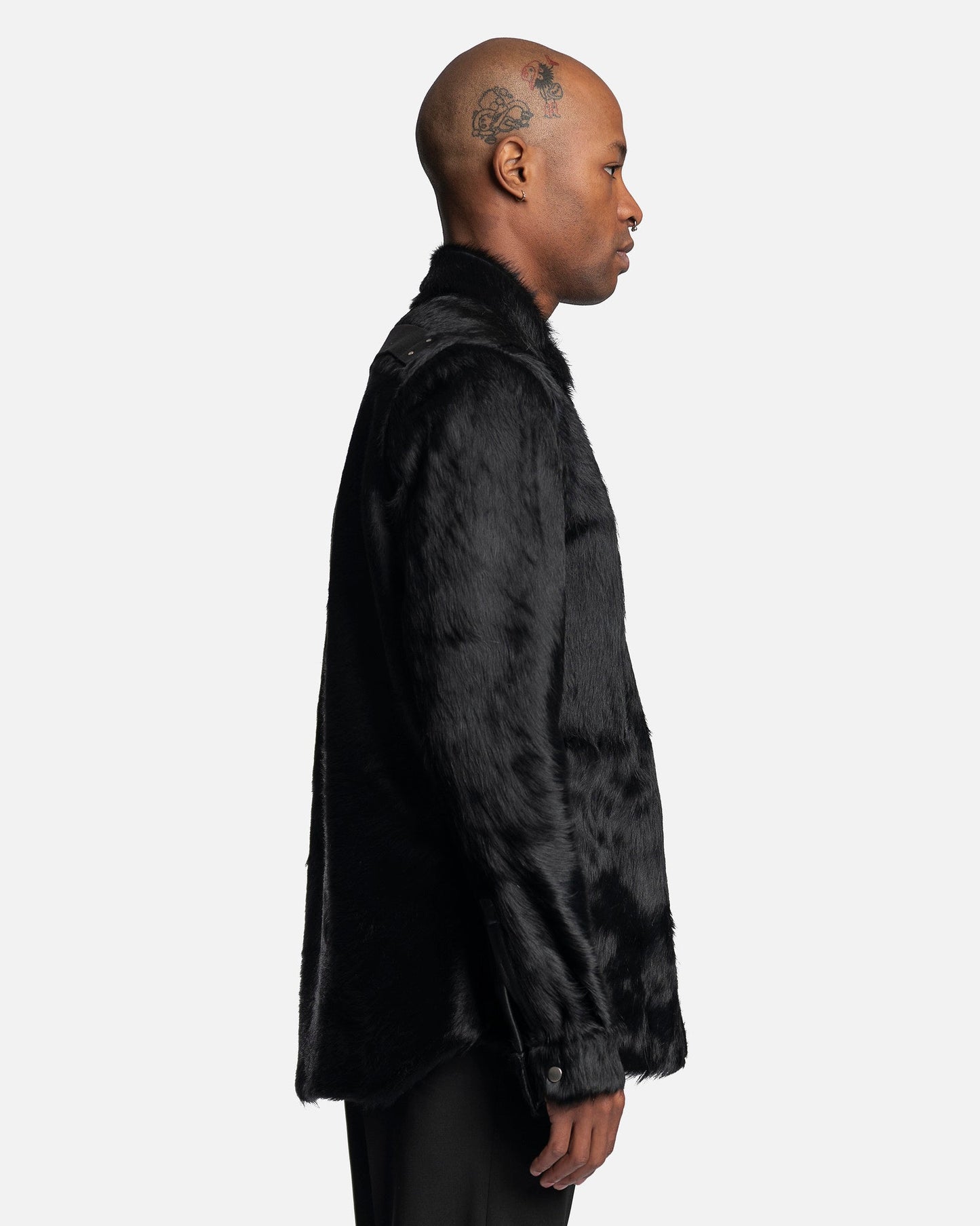 Rick Owens Men's Jackets Long Hair Strobe Outershirt in Black