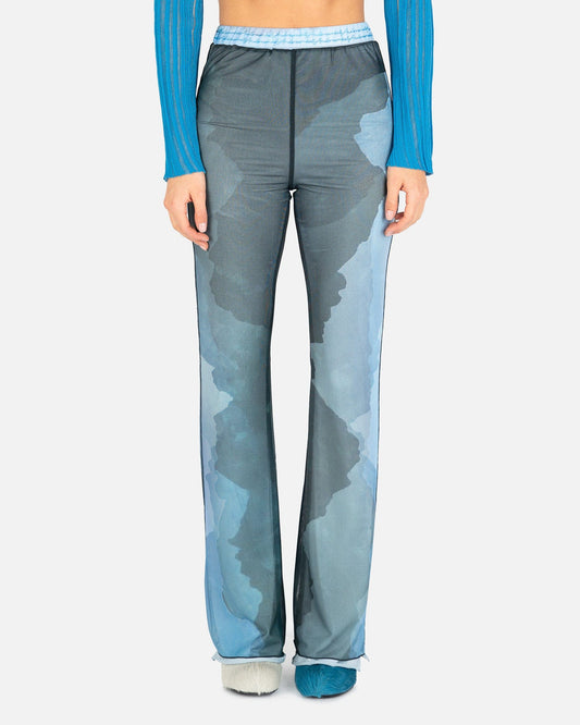 Andersson Bell Women Pants Long Landscape Glitter Tight Pants in Blue