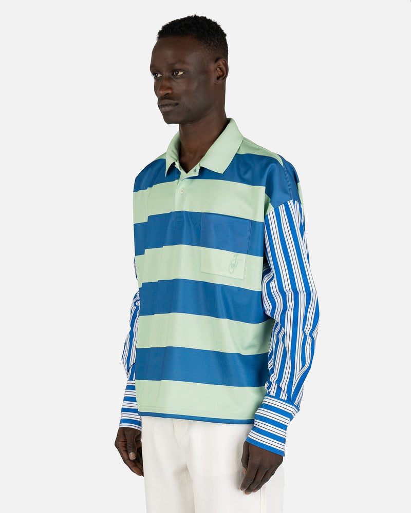 JW Anderson Men's Shirts Long Shirt Sleeve Polo Tee in Pistachio