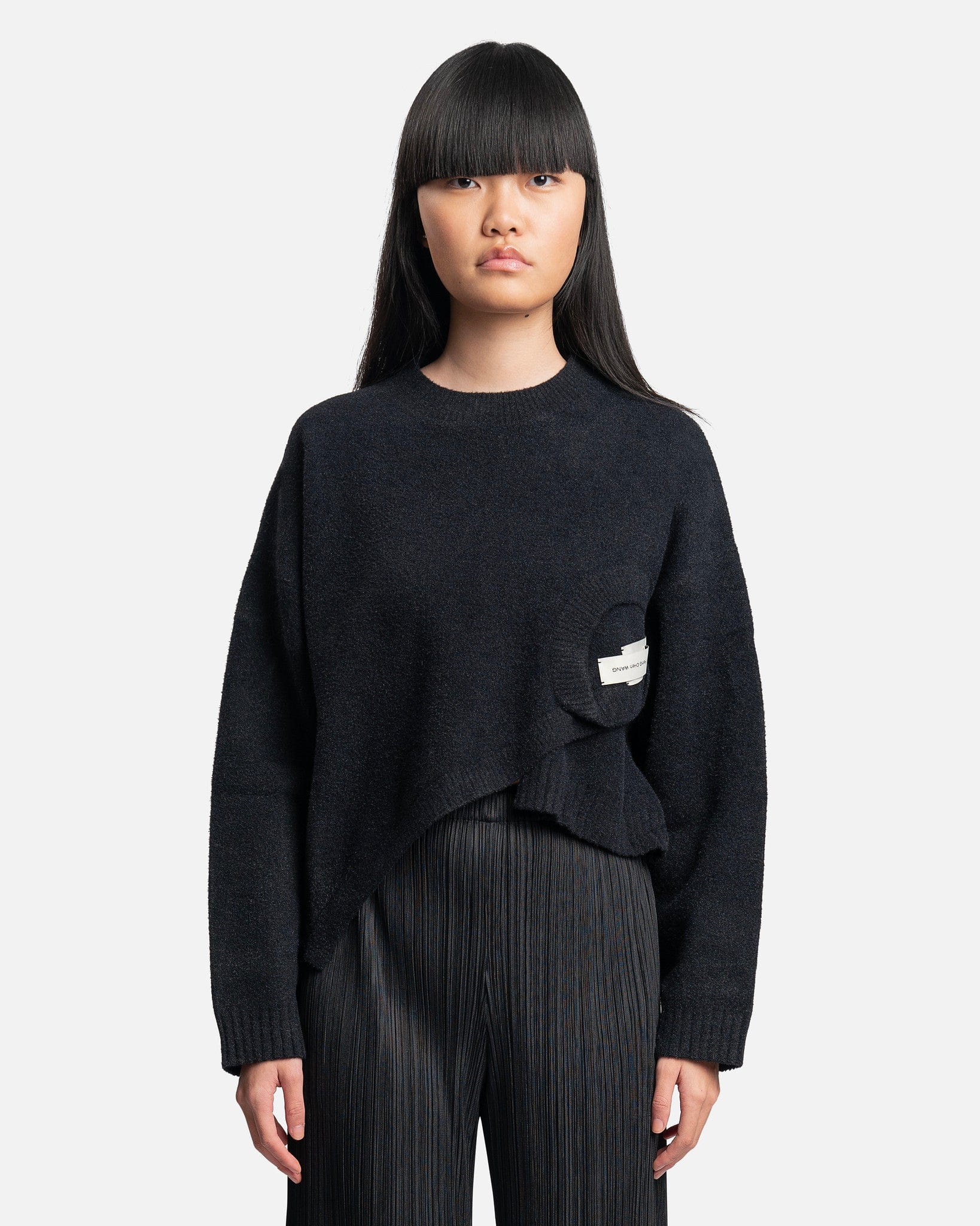 Feng Chen Wang Women Dresses Long Sleeve Deconstructed Sweater in Black