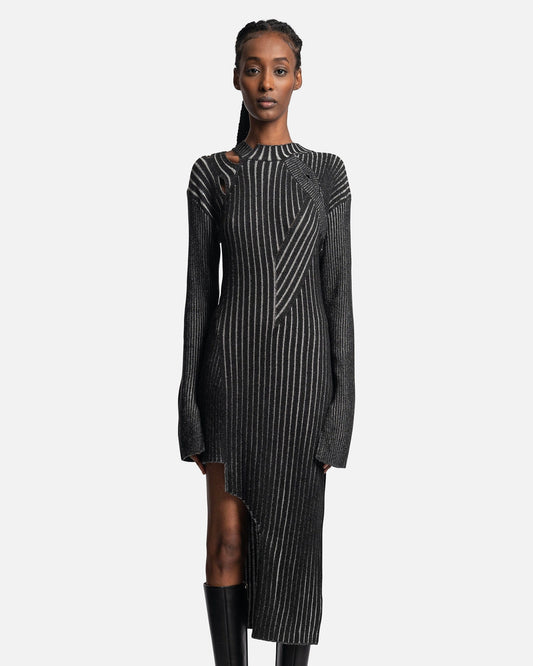 Feng Chen Wang Women Dresses Long Sleeve Ribbed Knit Dress in Black