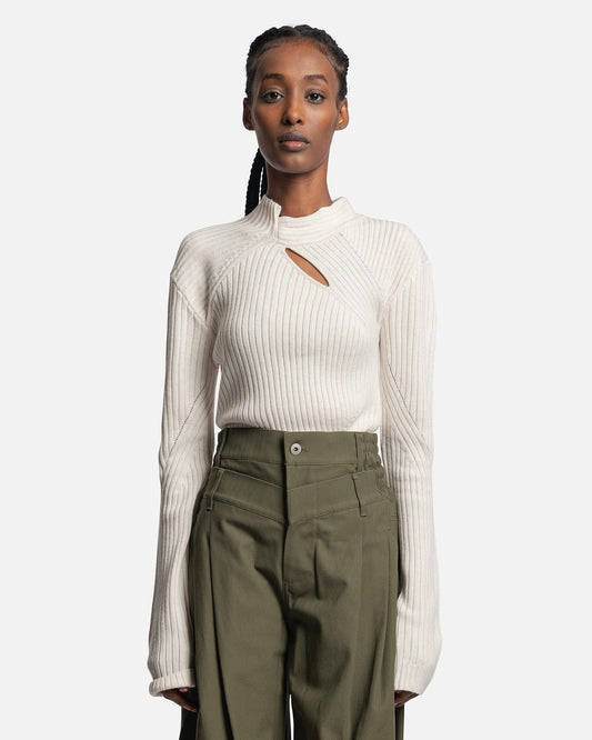 Feng Chen Wang Women Tops Long Sleeve Ribbed Knit in White