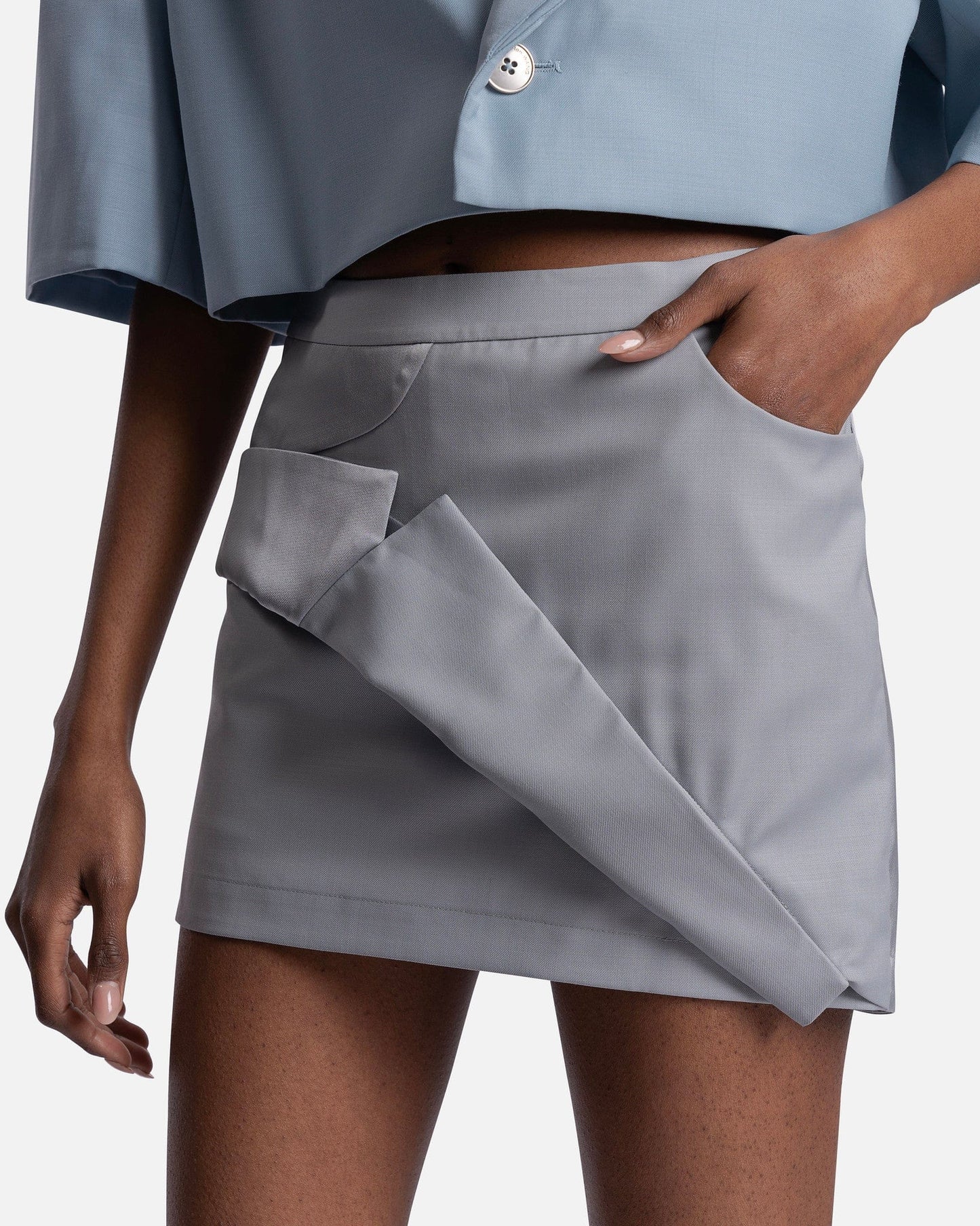 Feng Chen Wang Women Skirts Low-Waisted Mini Skirt in Grey