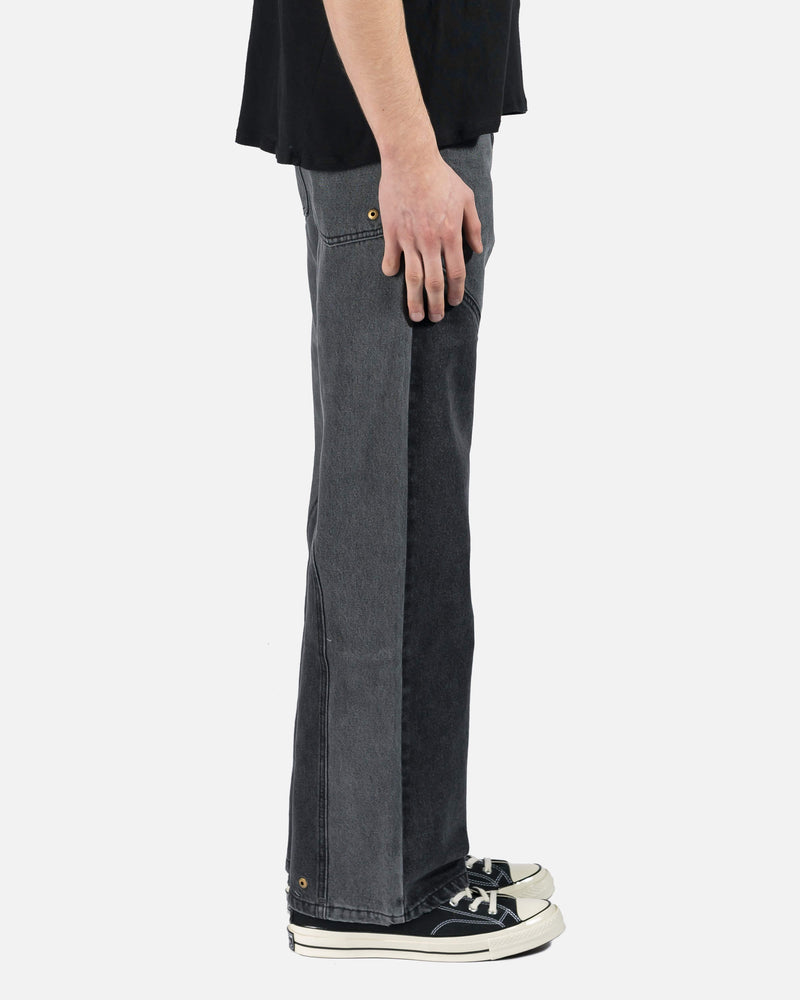 Andersson Bell Lucas Contrast Panel Wide Leg Jeans in Washed Black