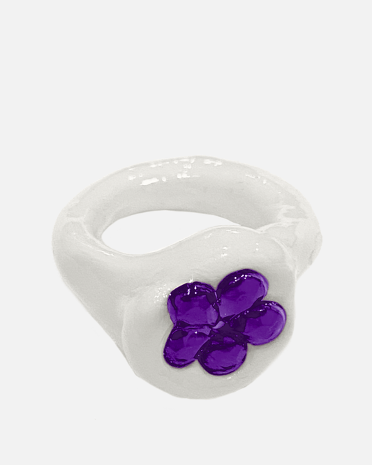 BLOBB Jewelry Lucky Charm Ring in White/Purple