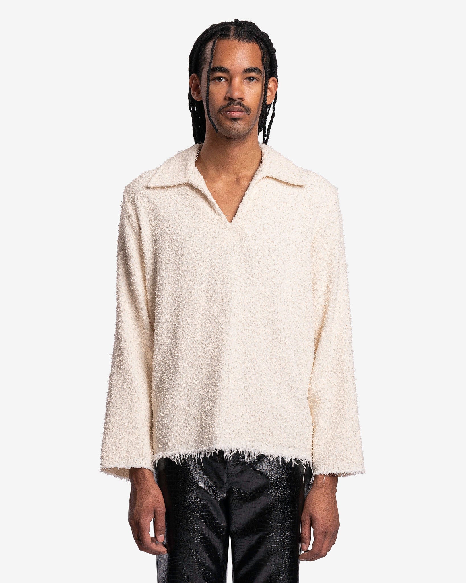 Séfr Men's Sweater Luis Sweater in Fringed Cream