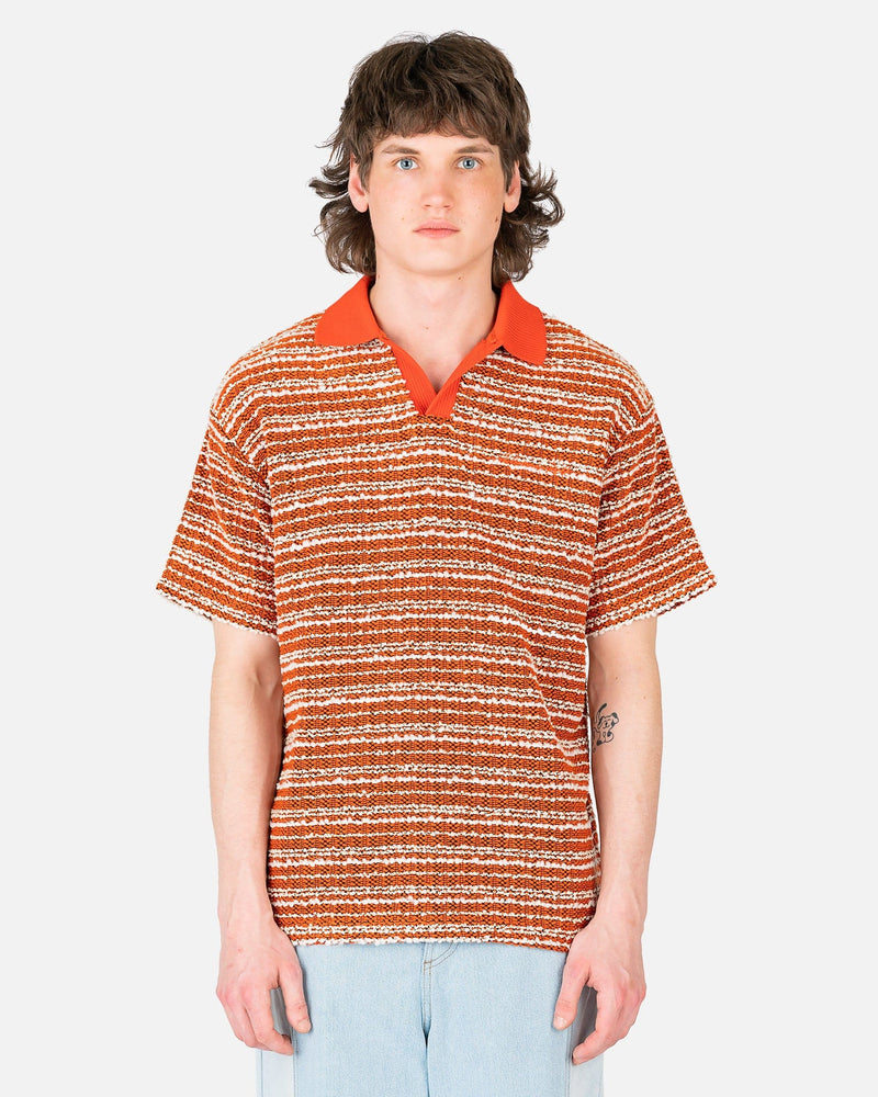 Andersson Bell Men's Shirts Luna Boucle Collar Knit Shirt in Orange