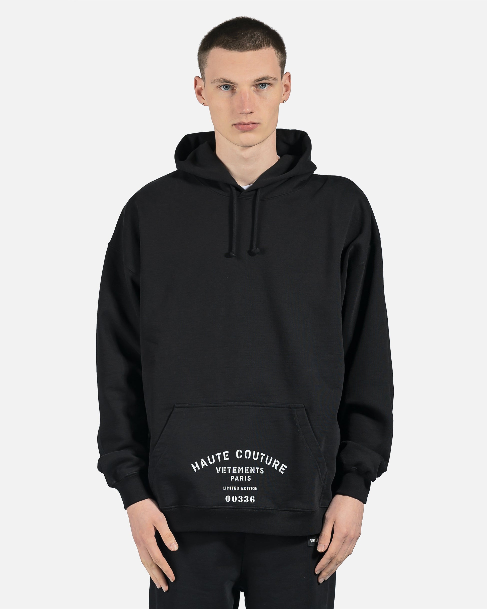 VETEMENTS Men's Sweatshirts Maison De Couture Logo Hoodie in Black